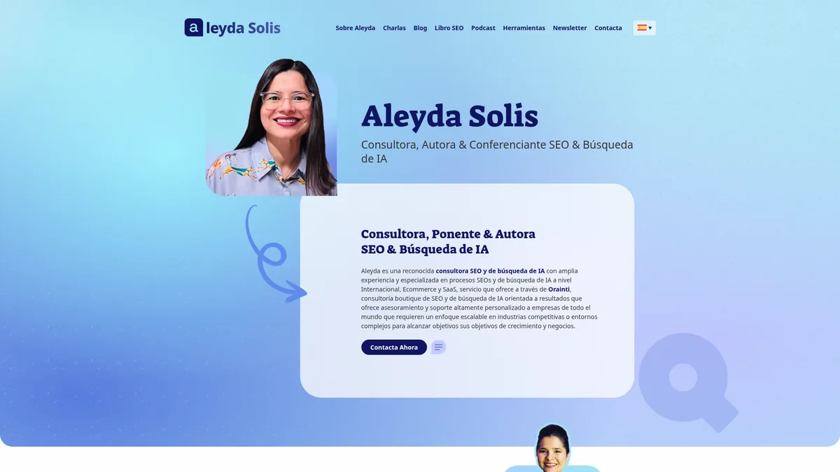 Screenshot of the aleydasolis.com homepage