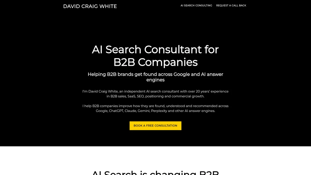 Screenshot of the davidcraigwhite.com homepage