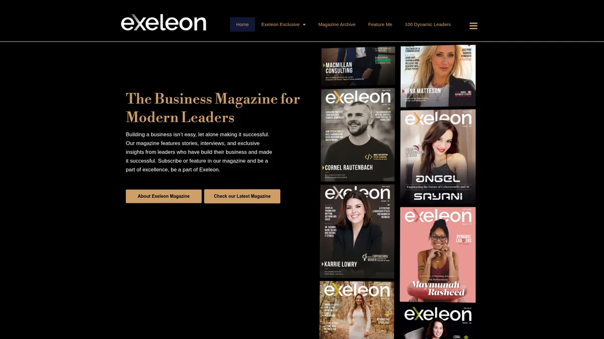 Screenshot of the exeleonmagazine.com homepage