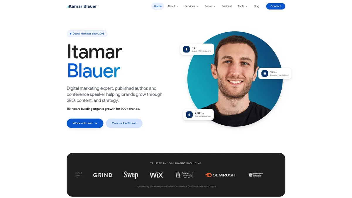 Screenshot of the itamarblauer.com homepage