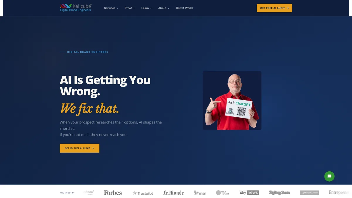 Screenshot of the kalicube.com homepage