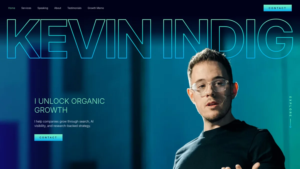 Screenshot of the kevin-indig.com homepage