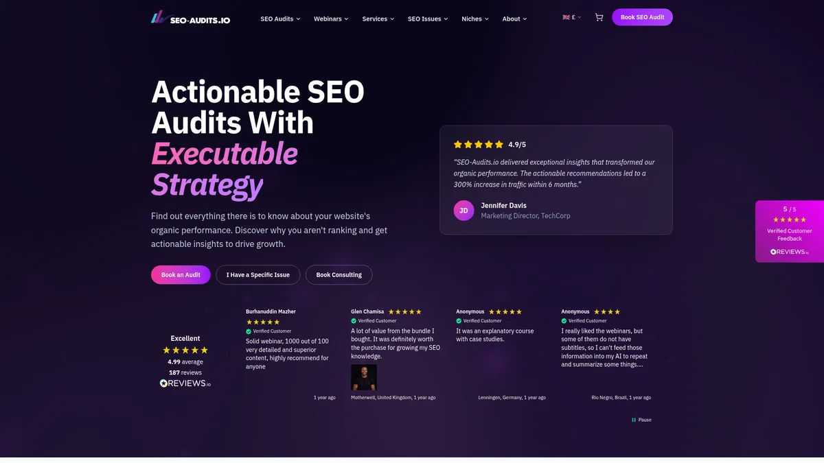 Screenshot of the seo-audits.io homepage
