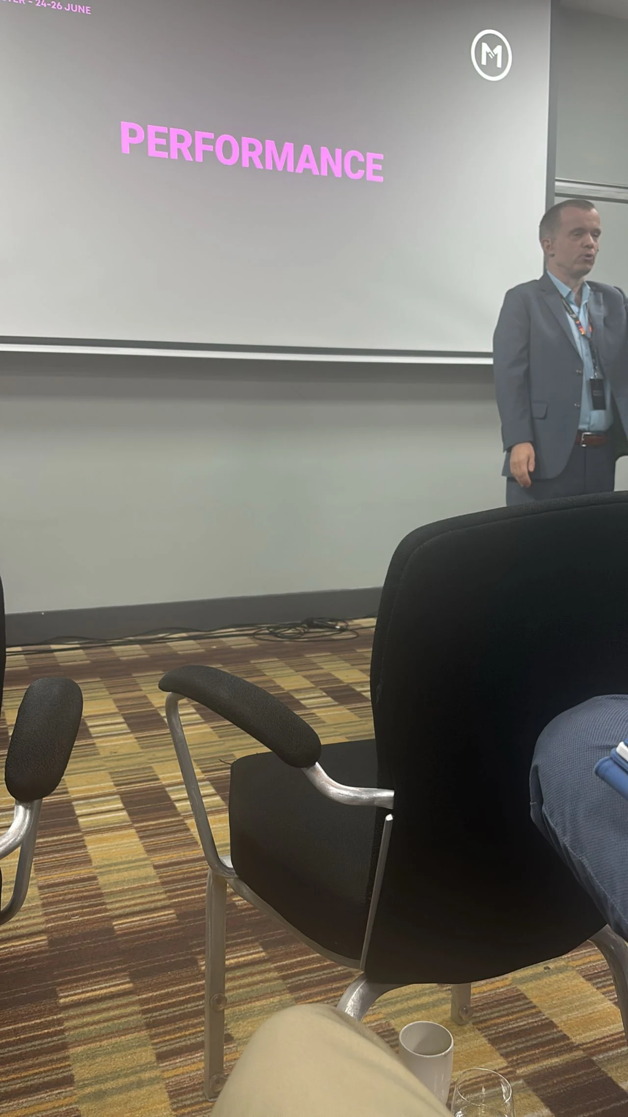 Fery Kaszoni of Search Intelligence presenting a session on performance at SEO Masterminders in Manchester, 24 to 26 June