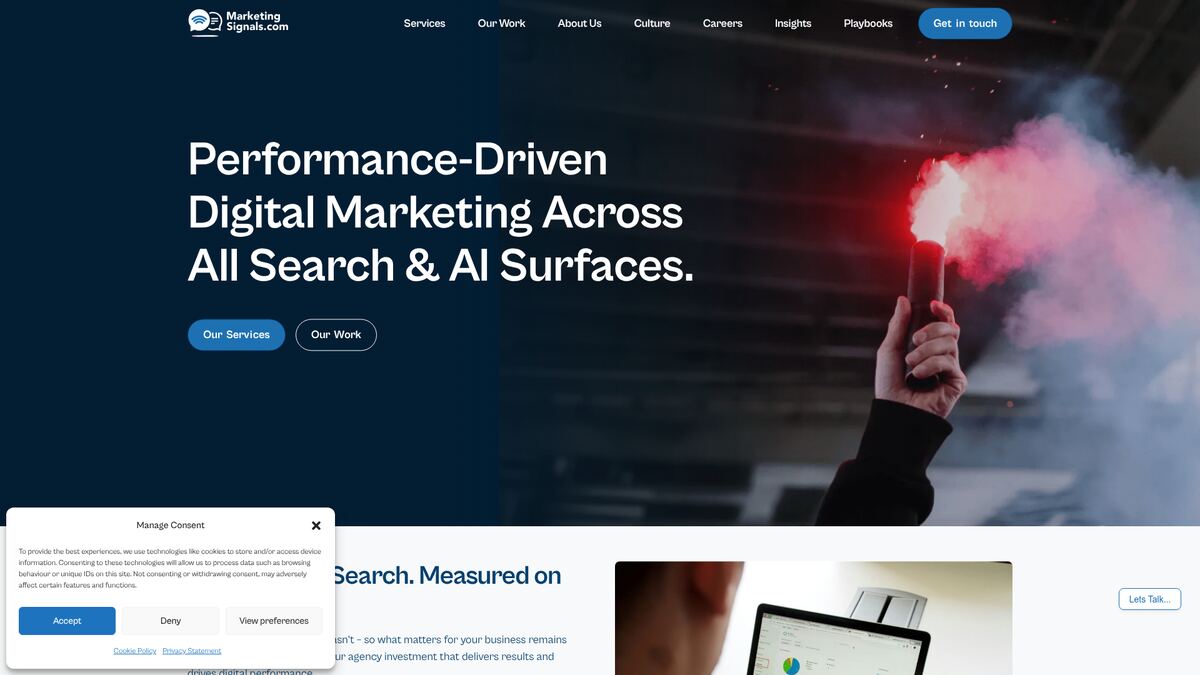 Marketing Signals homepage: performance-driven digital marketing across all search and AI surfaces