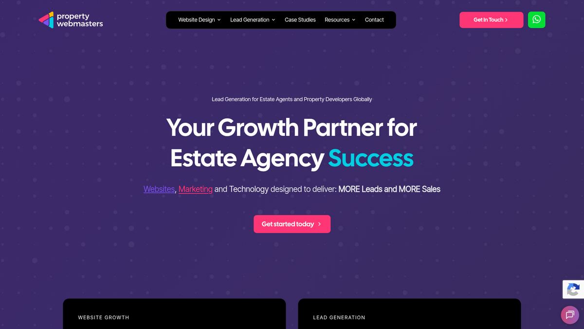 Property Webmasters homepage: growth partner for estate agency success