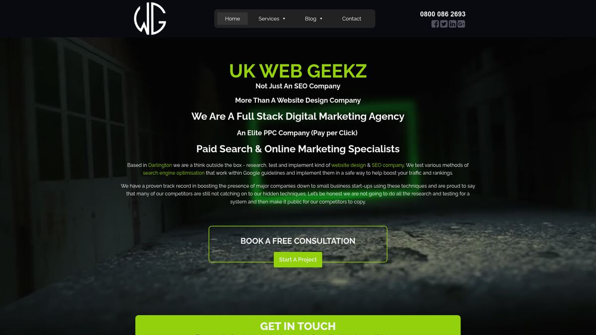 UK Web Geekz homepage: full stack digital marketing agency and paid search specialists based in Darlington